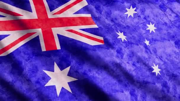 Australská Vlajka Vlnící Větrné Grunge Verzi — Stock video