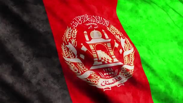 Afghanistan Flag Waving Wind Grunge Version — Stockvideo