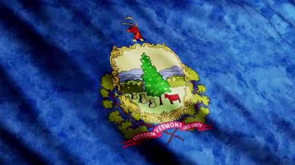 Vermont State Flag Waving Wind Grunge Version — Αρχείο Βίντεο