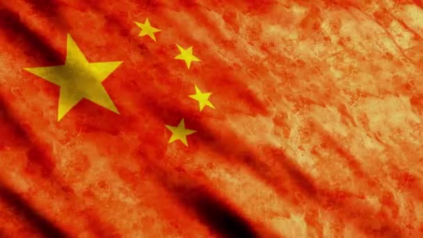 Čínská Vlajka Mává Stylu Větrné Grunge — Stock video