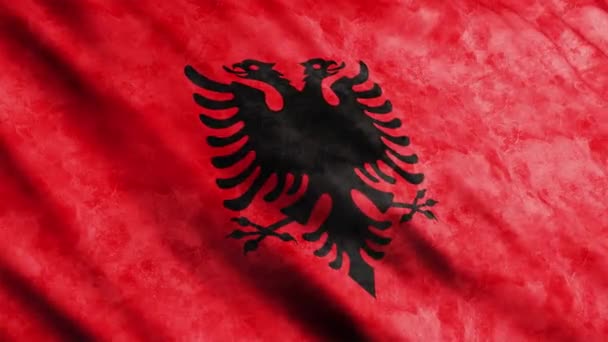 Albanien Flagge Weht Der Wind Grunge Version — Stockvideo