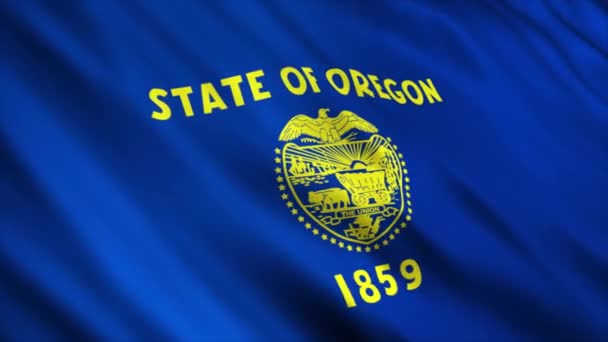 Oregon State Flag Waving Wind — Stok Video