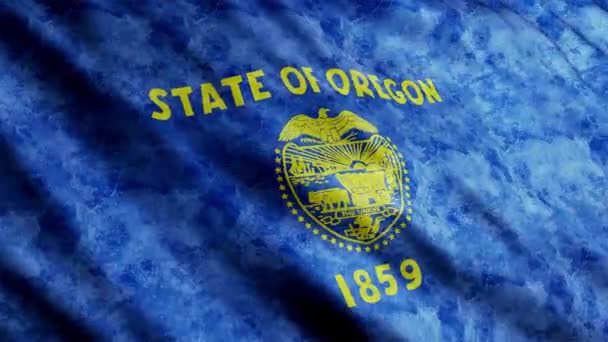 Oregon State Flag Wwing Wind Grunge Version — Stock video