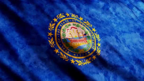 Die Flagge Des Staates New Hampshire Weht Der Wind Grunge — Stockvideo