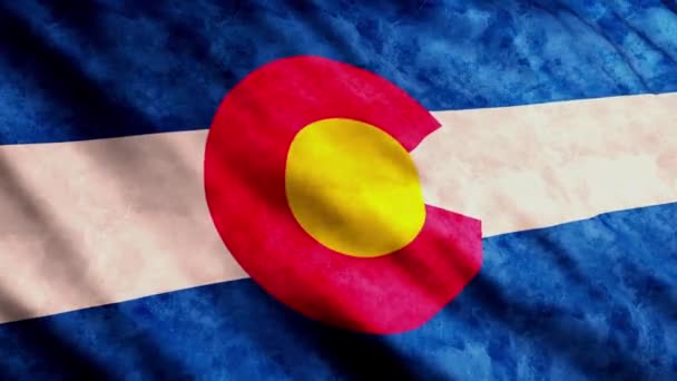 Drapeaux État Colorado Agitant Dans Vent Version Grunge — Video