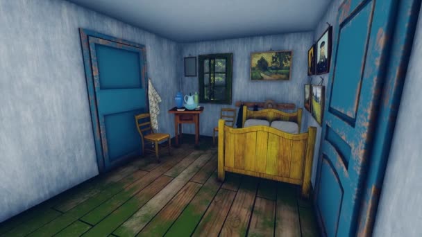Vincent Van Gogh Bedroom Video Animation — 图库视频影像