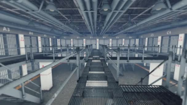 Видеоанимация Заброшенной Тюрьмы — стоковое видео
