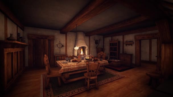 Medieval House Life Background Video Animation — Stock video