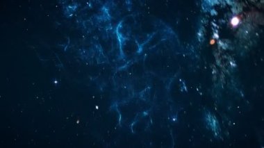 Flying through space background looped