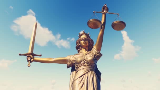 Standbeeld Van Lady Justice Achtergrond — Stockvideo