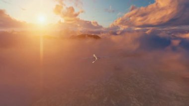 Military Drone animation during sunset