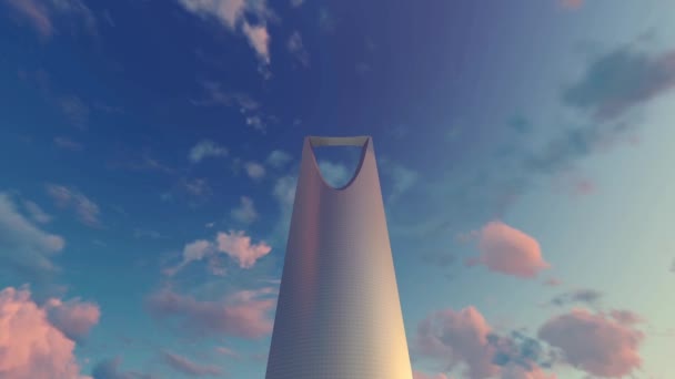 Sunset Animation Kingdom Center Riyadh Saudi Arabia — Vídeos de Stock