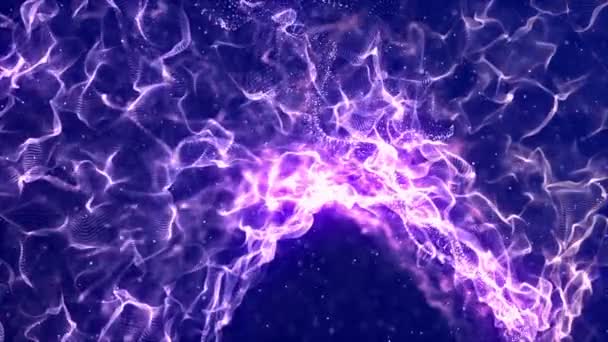 Пурпурные Волны Частиц Синем Фоне — стоковое видео