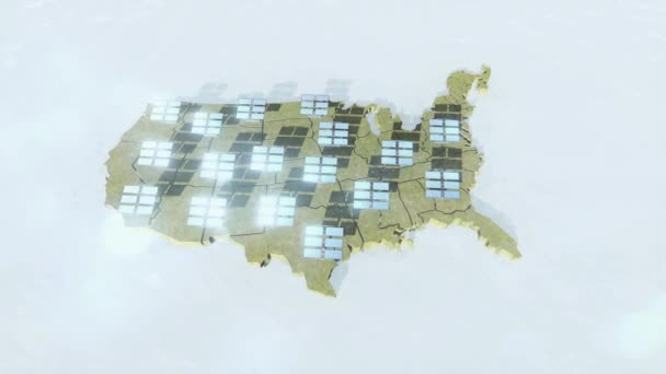 Panele Słoneczne Animacja Mapy Usa — Wideo stockowe