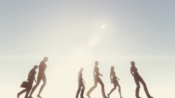 Walking People Front Sun Animation — Stockvideo