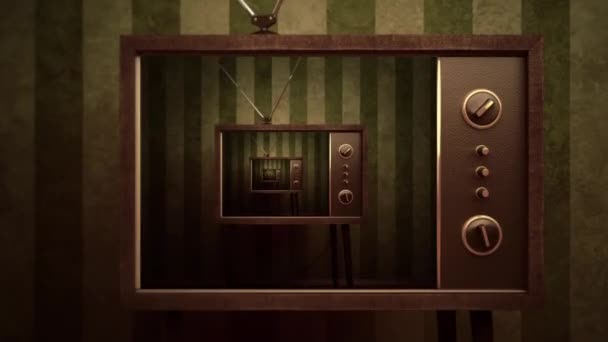 Телевизионная Комната Ретро Бесконечным Увеличением Фоновой Анимации — стоковое видео