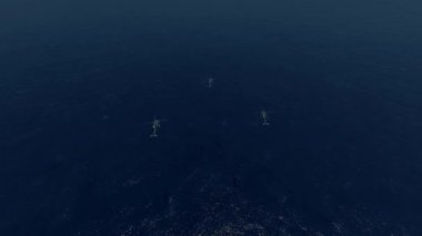 3. Savaş Helikopteri Okyanus Animasyonu Üzerinde Uçuyor