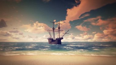 Pirates Beach and a pirate ship animation