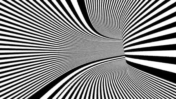 Hypnotische Tunnel Animatie Zwart Wit — Stockvideo