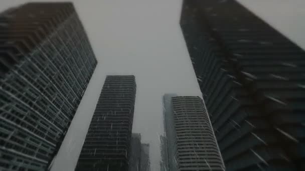 Street Business City Rainy Day Animation — Wideo stockowe