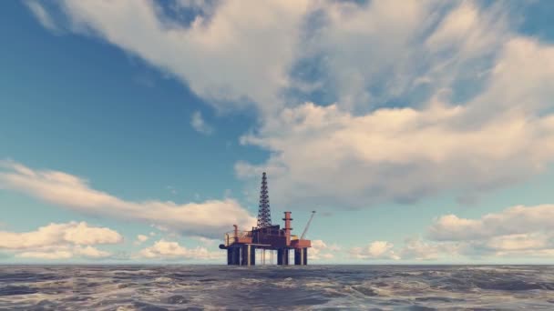 Oil Rig Middle Ocean Animation — Stockvideo