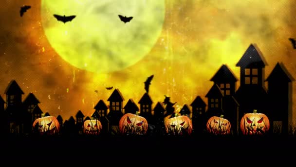 Halloween Vintage Backgrounds Pumpkins Witches — Vídeos de Stock