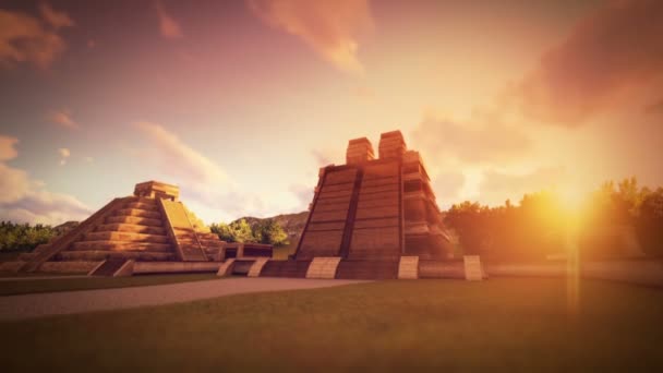 Mayan Temples Animation Sunset — Αρχείο Βίντεο
