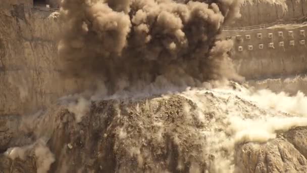 Drone View Quarry Explosion Directly — Wideo stockowe