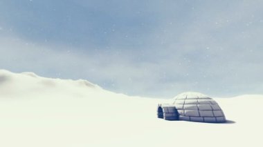 Kar fırtınası animasyonunda Igloo