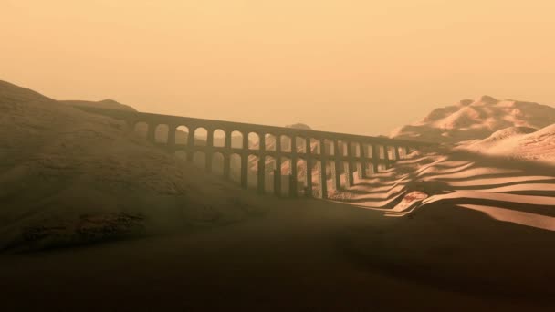 Римский Акведук Песчаном Месте — стоковое видео