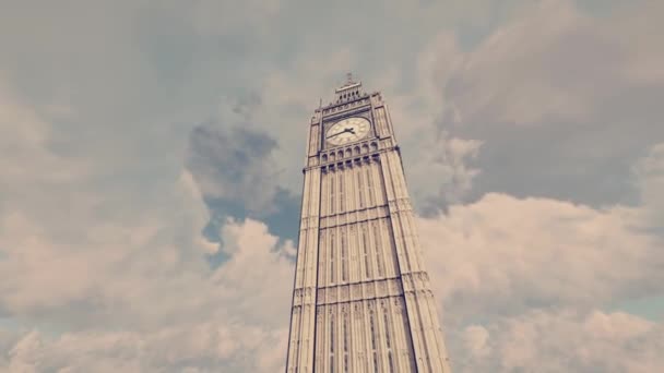 London Big Ben Animation Cloudy Day — Vídeo de Stock