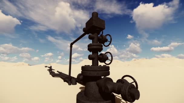 Oil Pump Pipes Background Desert — Stockvideo