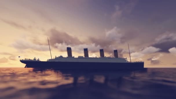 Titanic Navio Pôr Sol Animação — Vídeo de Stock