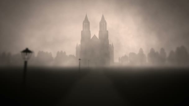 Mystery Foggy Horror Scene Animation — Stockvideo