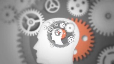 Gears Brain Zoom animation on a transparent background