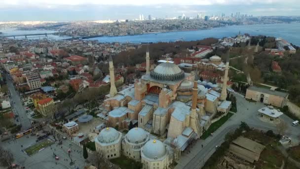 Aerial View Hagia Sophia Mosque Istanbul — Stok video