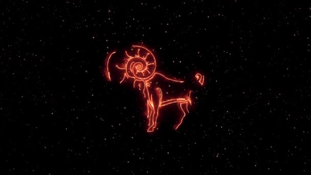 Zodiac Sign Aries Appearing Night Sky — Stock videók