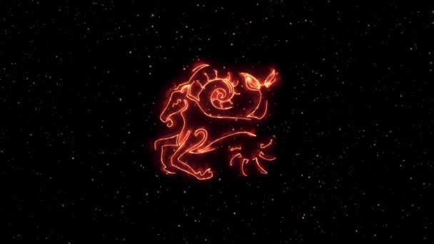 Signo Zodíaco Capricórnio Aparecendo Céu Noturno — Vídeo de Stock