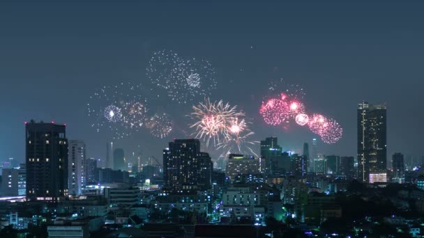 Firework Night City — Vídeos de Stock