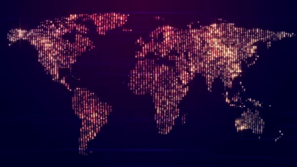 Stylized World Map Moving Screen Purple Tones — Stock Video