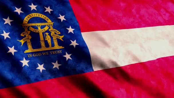 Georgia State Flag Waving Wind Grunge Version — Vídeo de stock