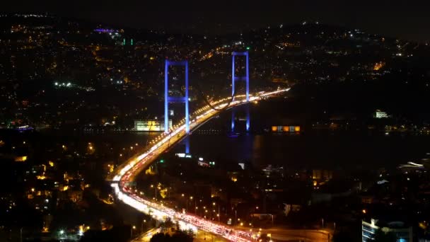 Bridge Istanbul Night Timelapse – stockvideo
