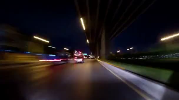 Jazda Samochodem Nocą Drodze — Wideo stockowe