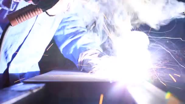 Welding Close Shot Dark Background — Vídeo de stock