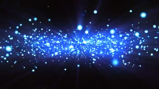 Blue Cinematic Particles Black Background — Video Stock