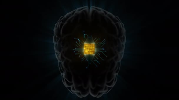 Brain Microprocessor Hardware Connections Concept Artificial Intelligence — Stok video