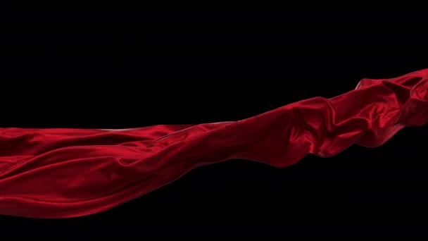 Red Satin Fabric Cloth Waving Wind Alpha Channel — Video Stock