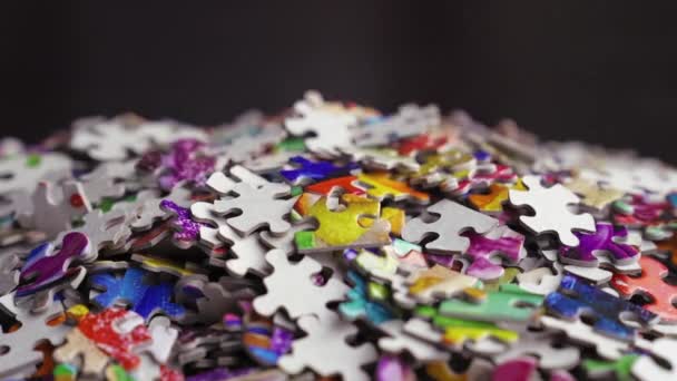 Puzzle Pieces Closeup Falling Pile — Stok Video