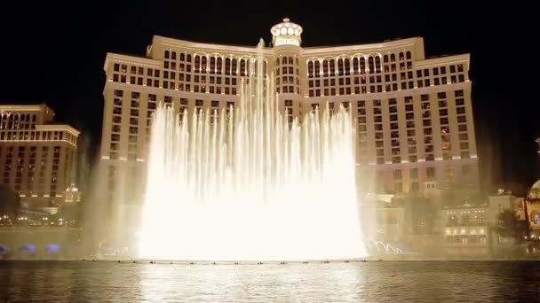 Bellagio Water Show Las Vegas Strip Natten — Stockvideo