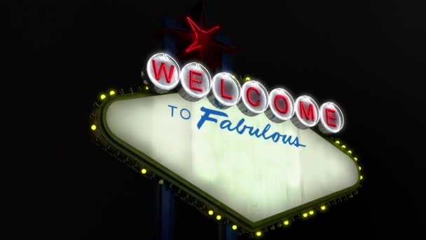 Welcome Fabulous Las Vegas Sign Transparent Alpha Background — ストック動画